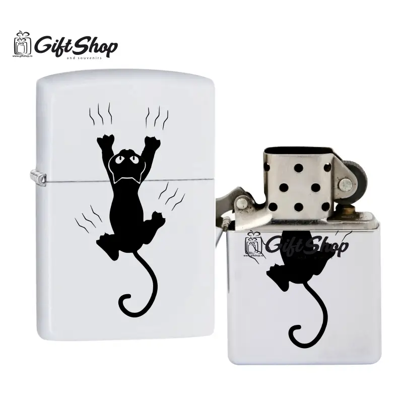 Pisica, bricheta metalica gravata laser cu mesajv